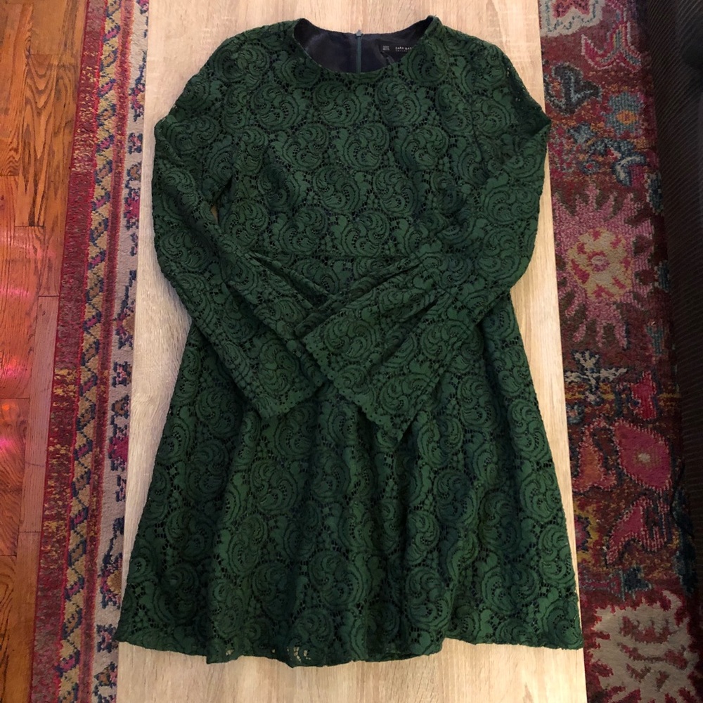 Zara Forest Green Lace Dress